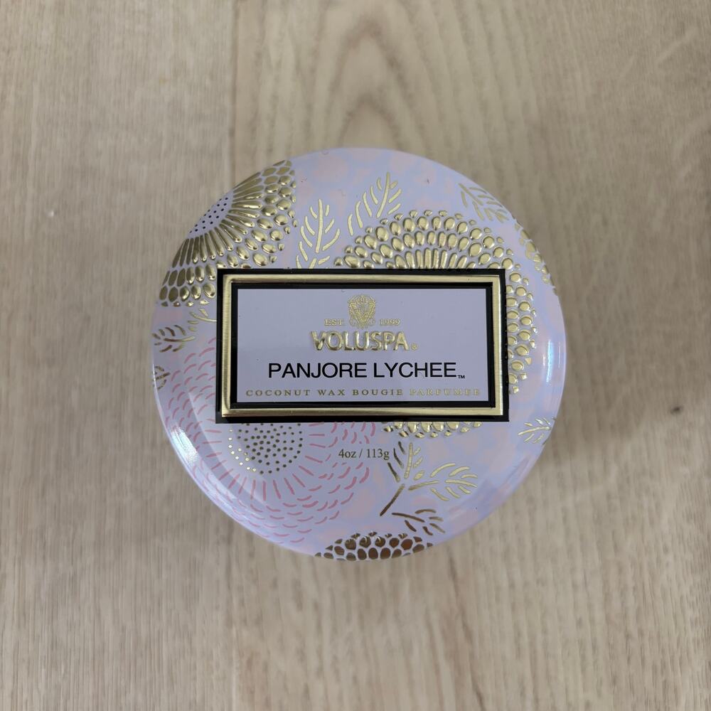 Voluspa NEW Panjore Lychee Small Tin Candle 4oz